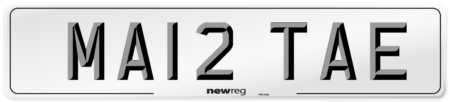 MA12 TAE Number Plate from New Reg